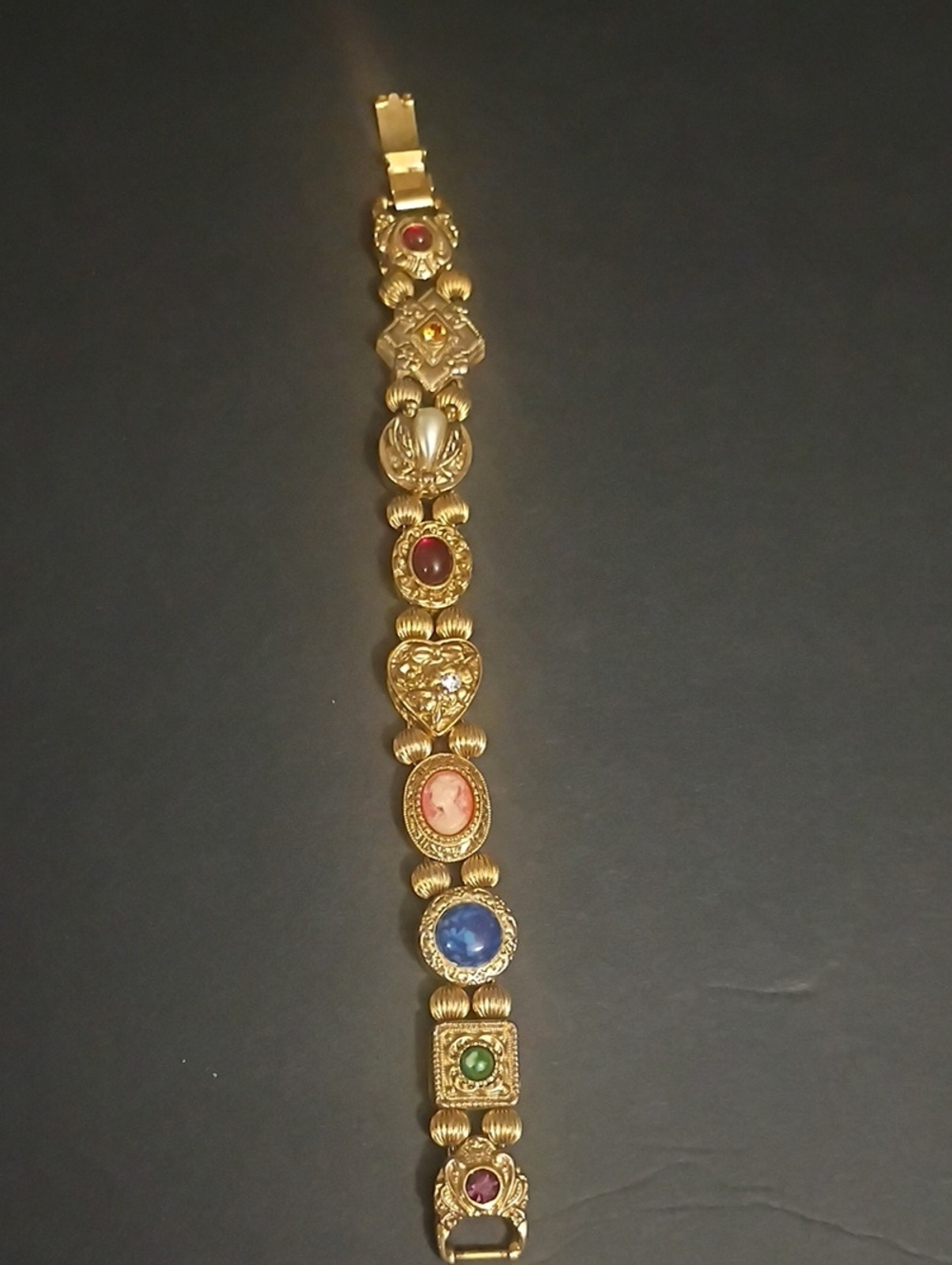 Vintage Victorian Revival Charm Bracelet Gold Tone